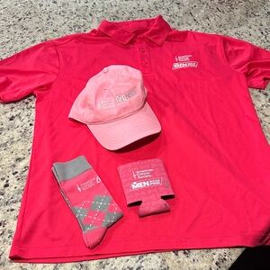 American Cancer Society Men Wear Pink Polo Shirt, Cap, and Socks Set